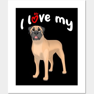 I Love My Bullmastiff Dog Posters and Art